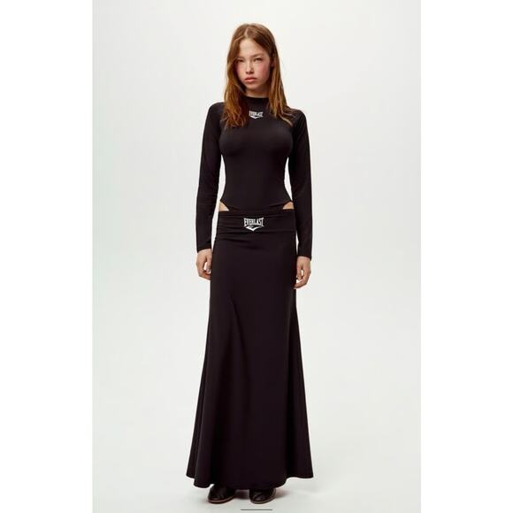 Zara x Everlast Black High Waist Bodycon Maxi Skirt New Sz Small Sportswear Y2K - Picture 1 of 7